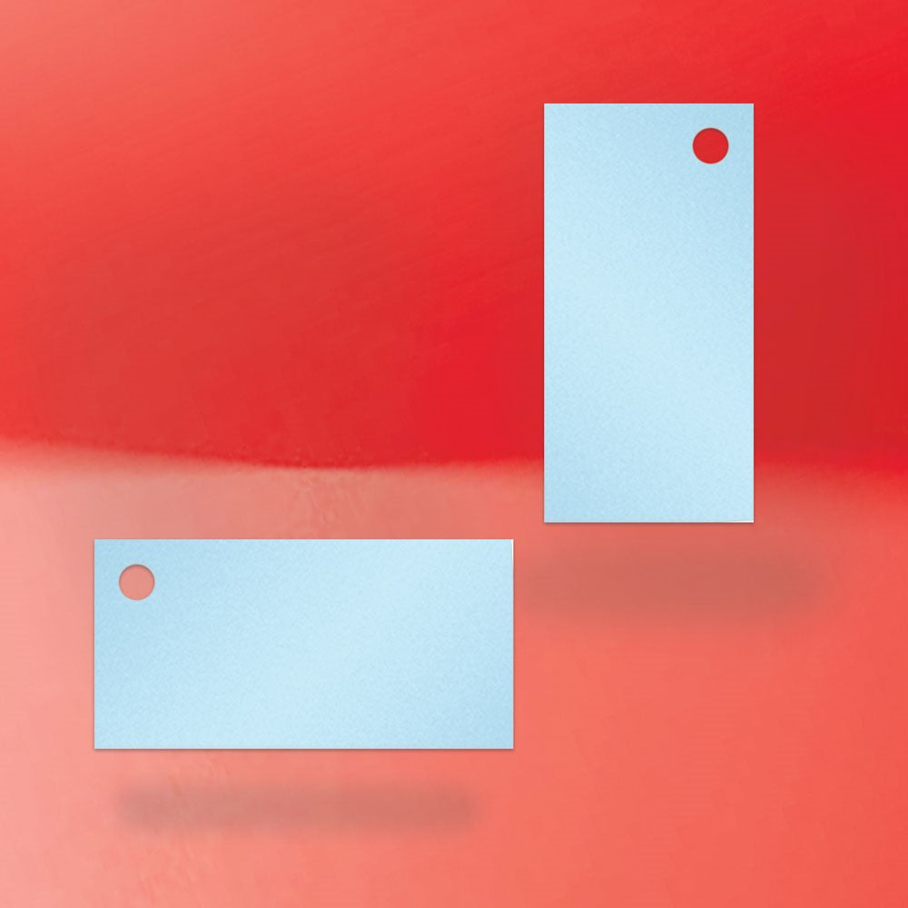 Shimmer Blue Custom Hang Tag Rectangle - 1" x 2" (100 pcs)