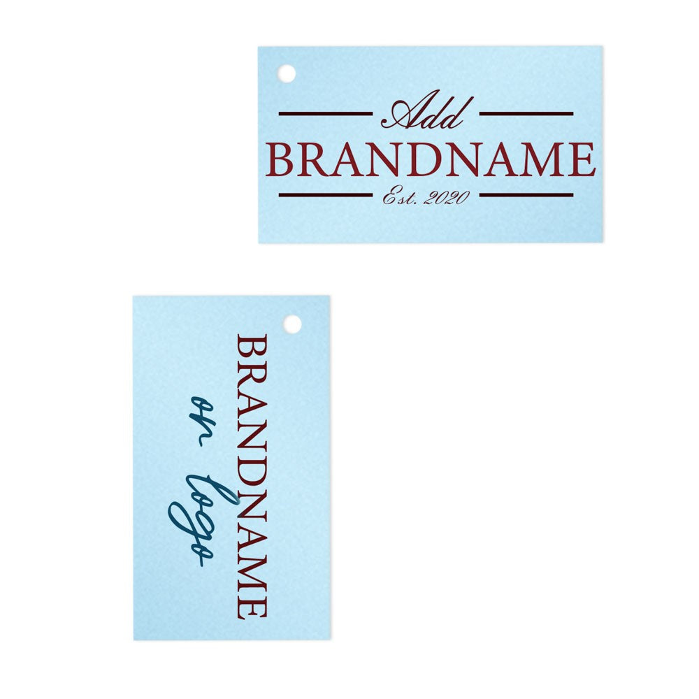 Shimmer Blue Custom Hang Tag Rectangle - 1" x 2" (100 pcs)