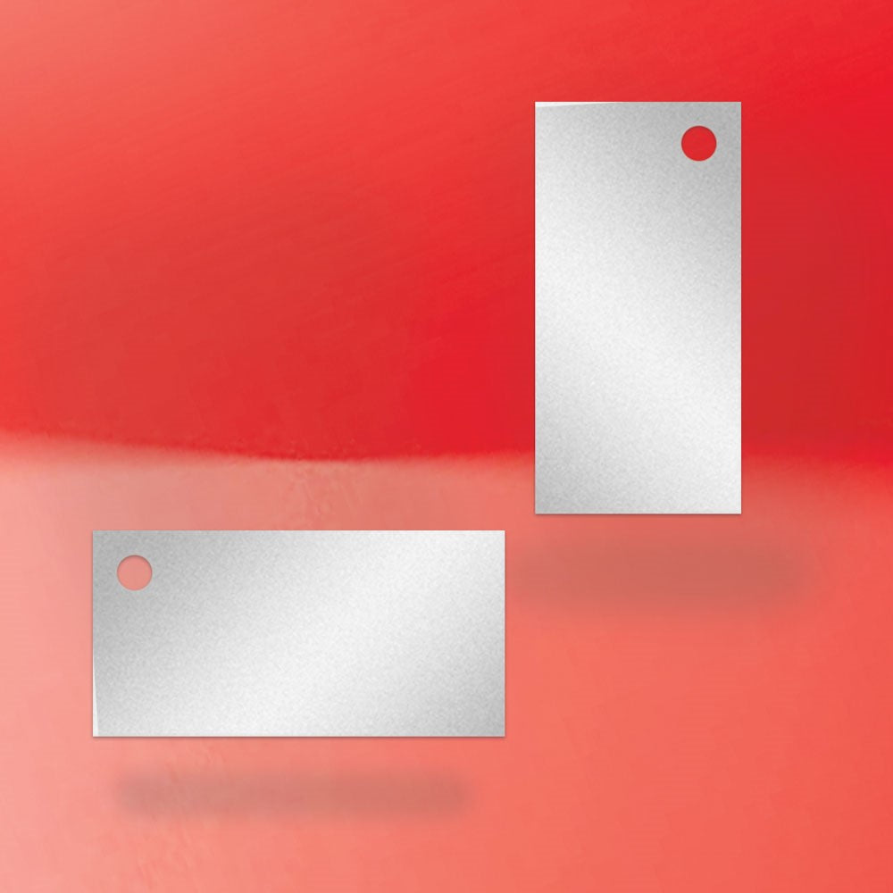 Shimmer Silver Custom Hang Tag Rectangle - 1" x 2" (100 pcs)