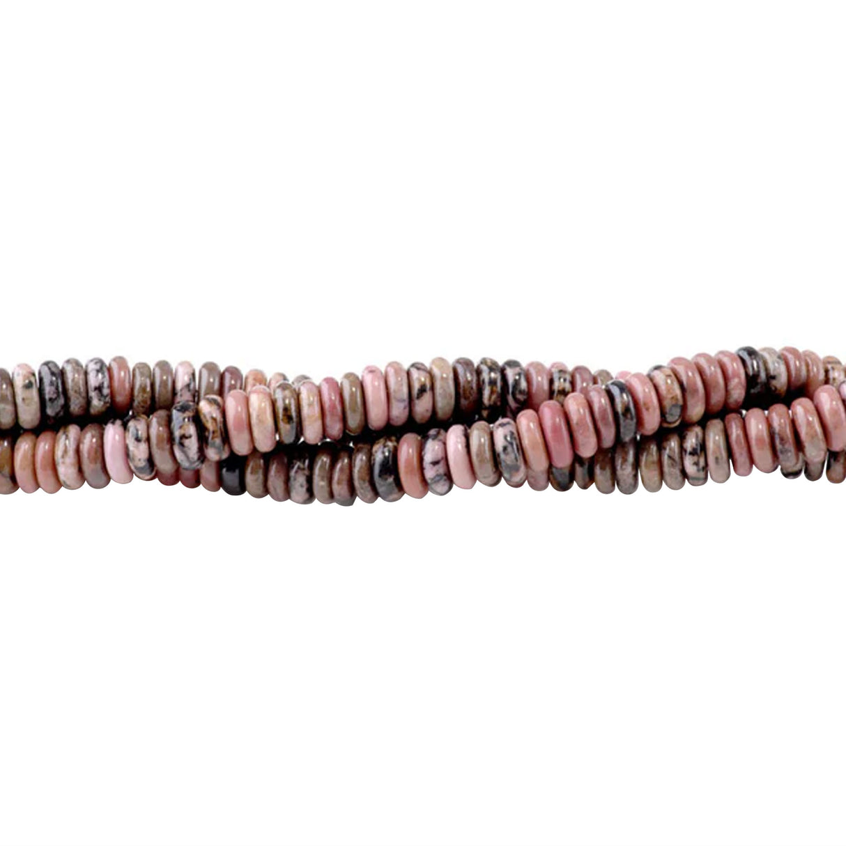 Rhodonite 2x6mm Thin Rondelle Beads - Natural Pink Gemstone Strand