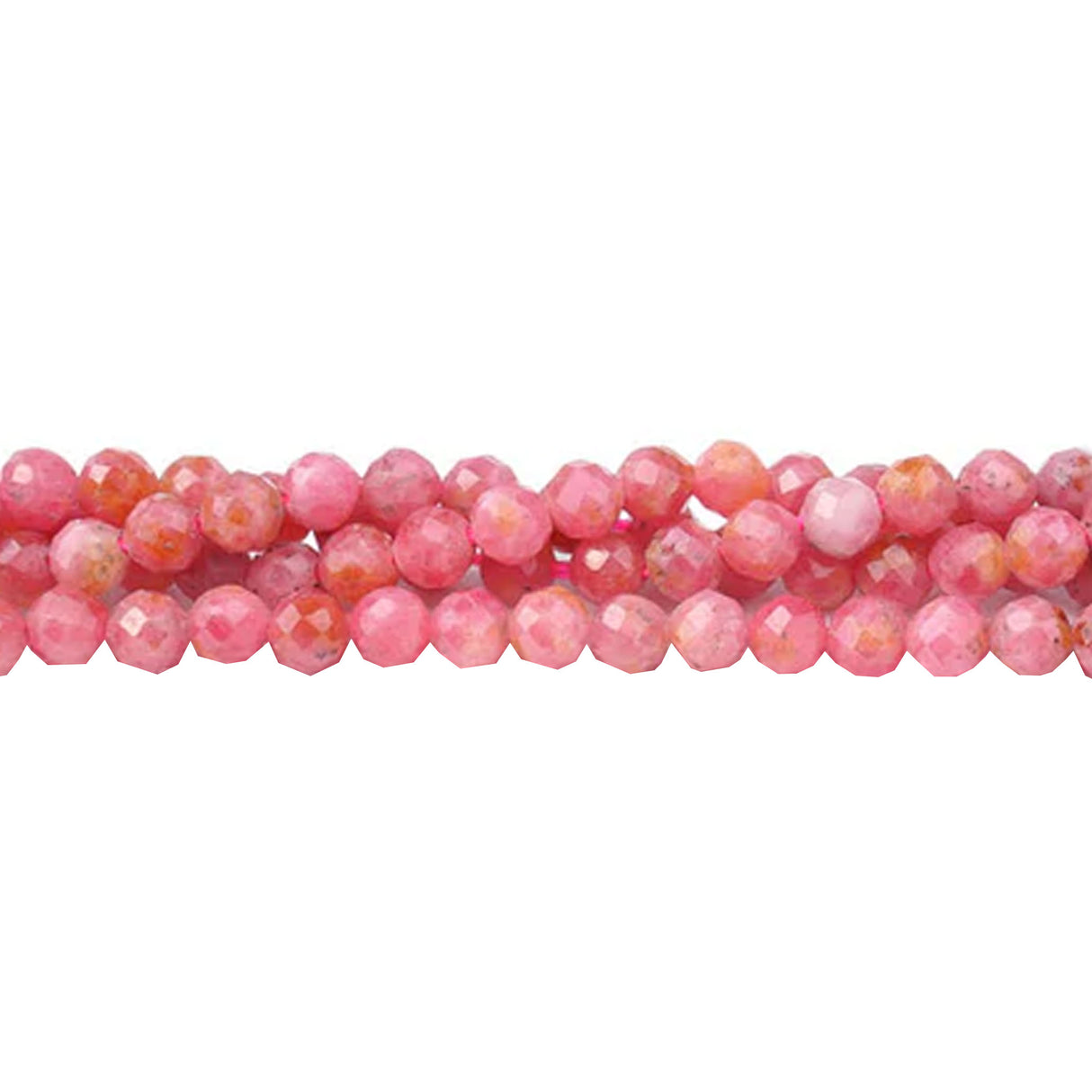 Rhodonite 3mm Faceted Round Beads AA Grade - Natural Pink Gemstone Strand
