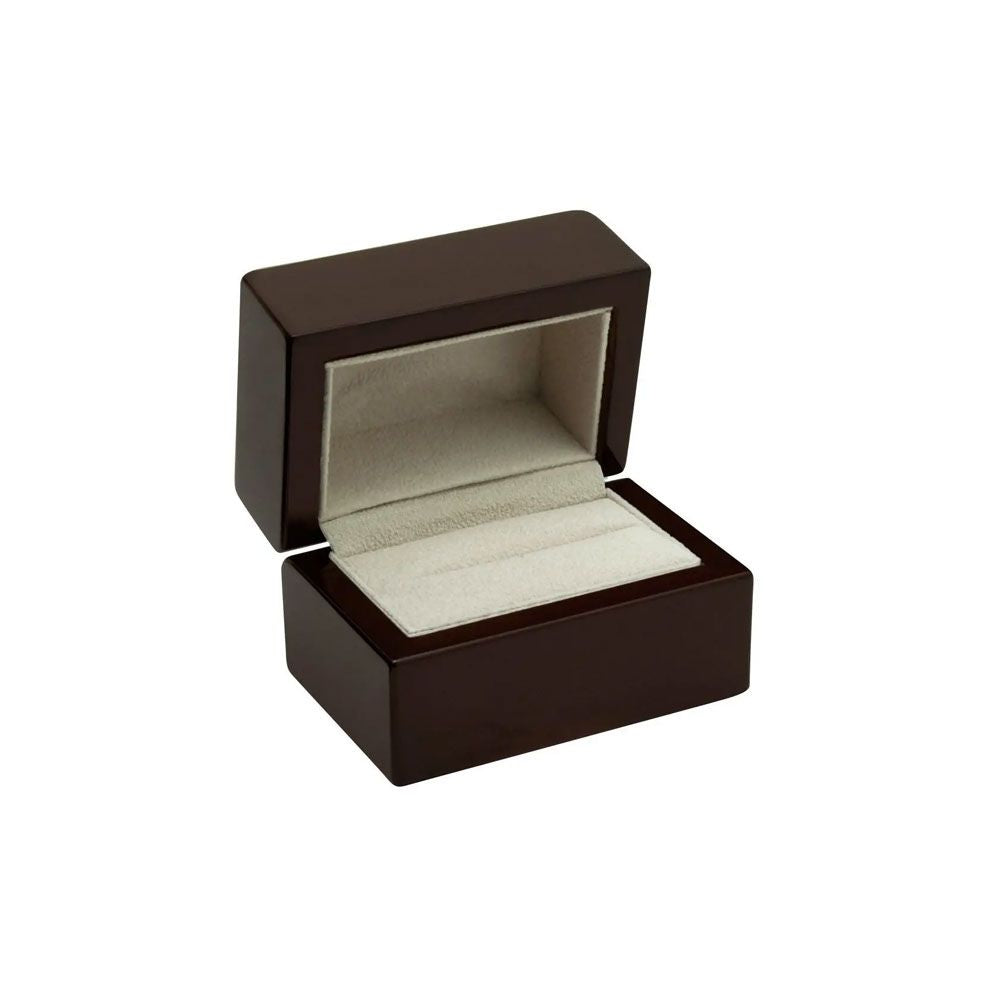 Premium Brown Veneer Dual Jewelry Ring Box