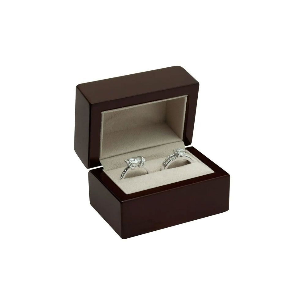 Premium Brown Veneer Dual Jewelry Ring Box