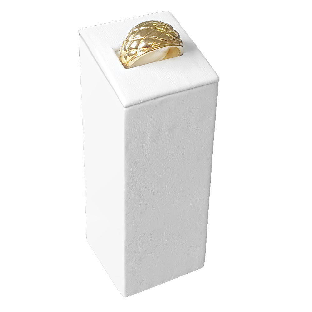 White Leatherette Jewelry Ring Stand, 3 1/4" Tall