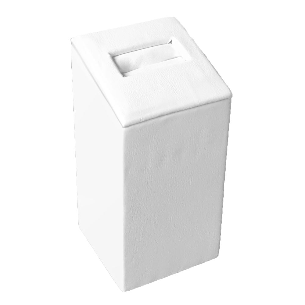 White Leatherette Jewelry Ring Stand, 2 7/8" Tall