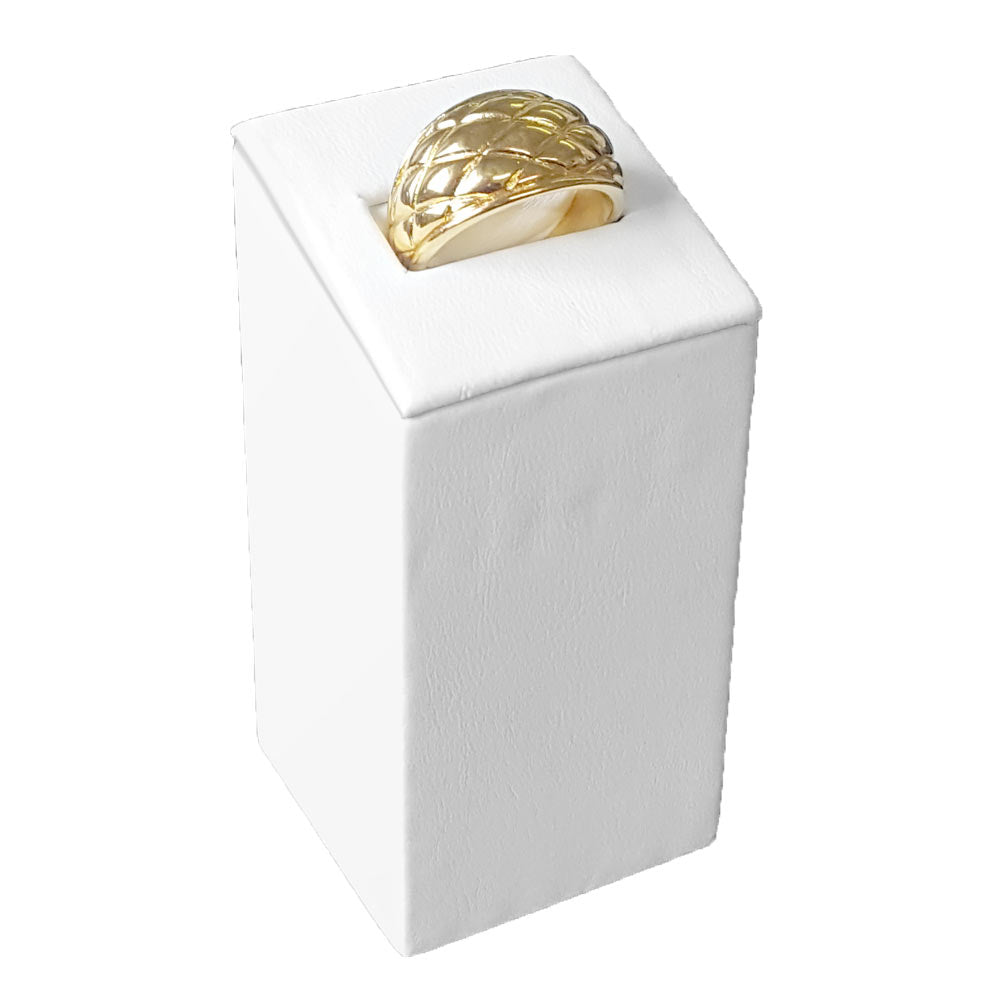 White Leatherette Jewelry Ring Stand, 2 7/8" Tall