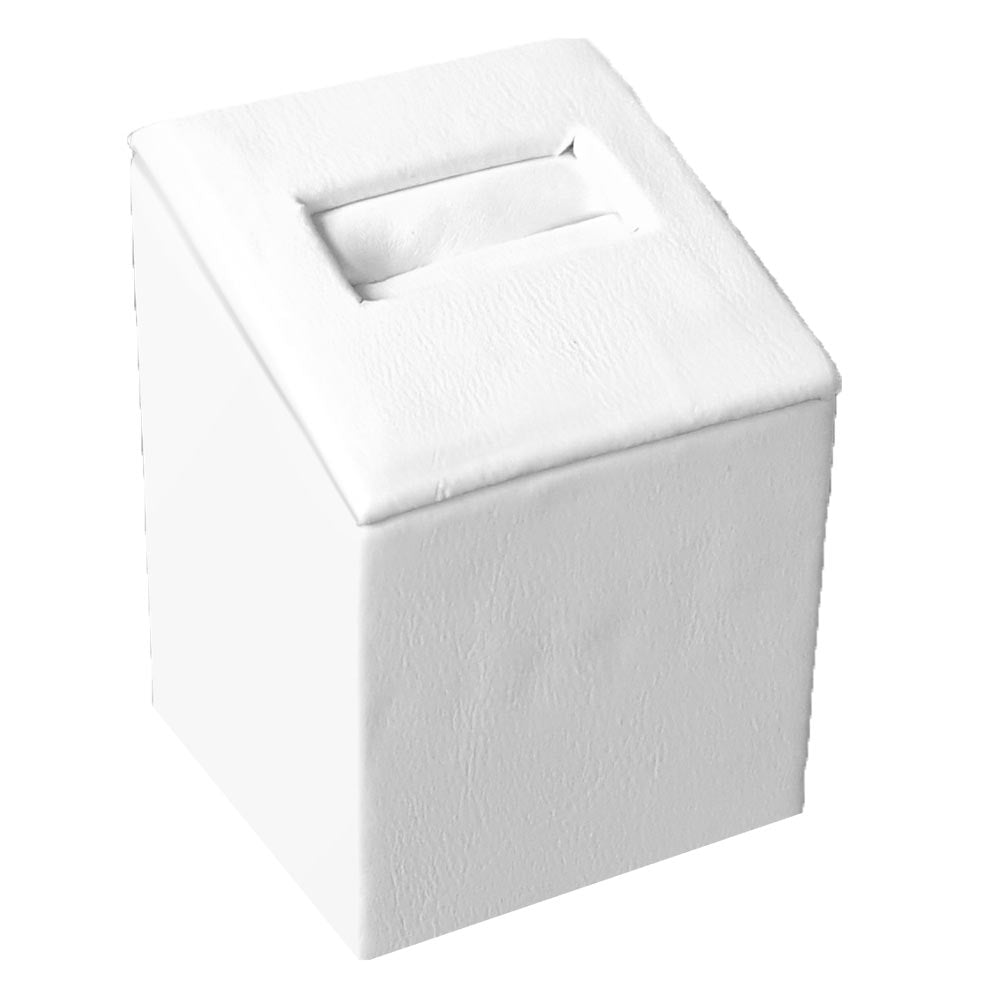 White Leatherette Jewelry Ring Stand, 2-1/2" Tall