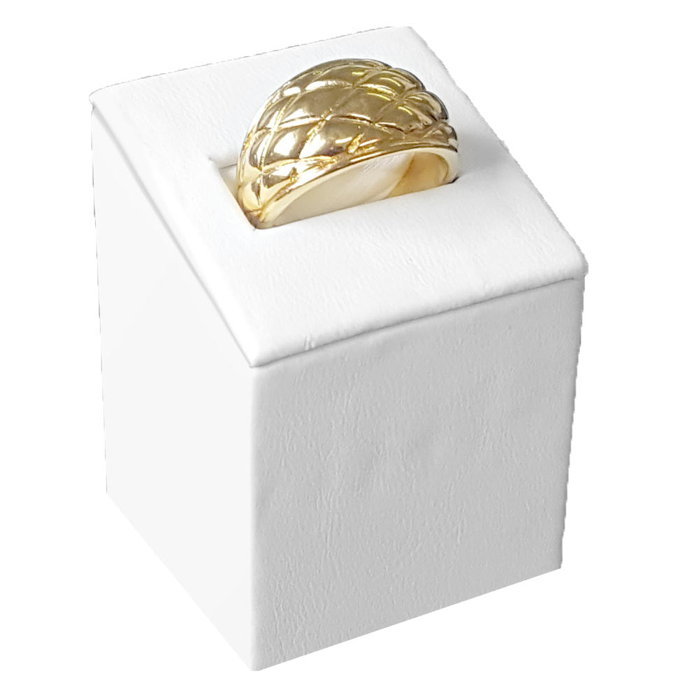 White Leatherette Jewelry Ring Stand, 2-1/2" Tall