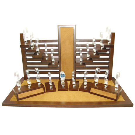 20 Watch Showcase Display Sets Chestnut Suede with Vintage Finish
