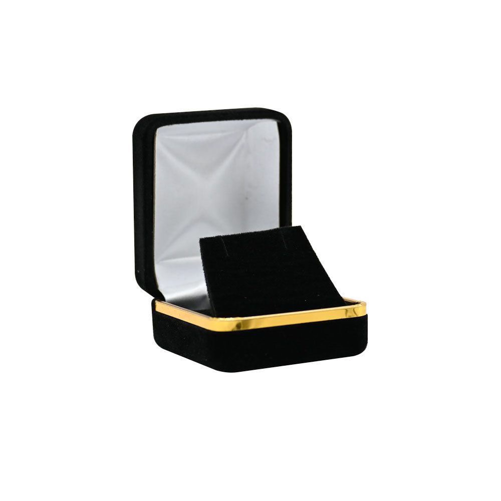 Black Velvet Jewelry Earring Gift Packaging Box with Gold Trim