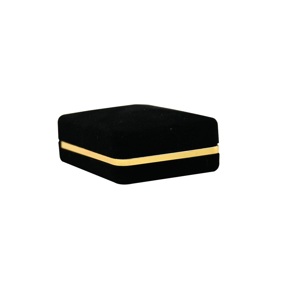 Black Velvet Jewelry Earring and Pendant Boxes with Gold Trim