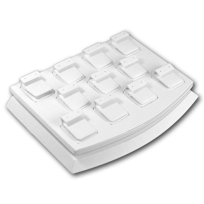 White Leatherette Jewelry Earring Display Set, Holds 11 Pairs