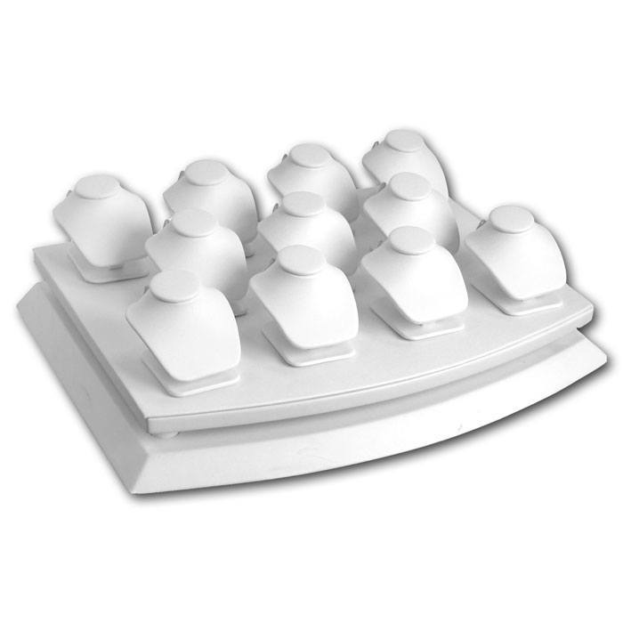 White Leatherette Jewelry Pendant Bust Display Set, Holds 11 Pendants
