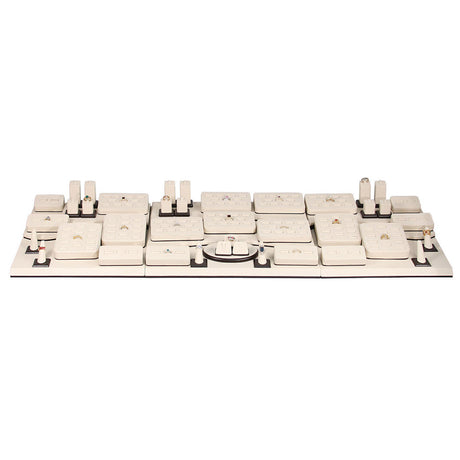 50-Piece Beige W/ Steel Brown Trim Jewelry Ring Display Set
