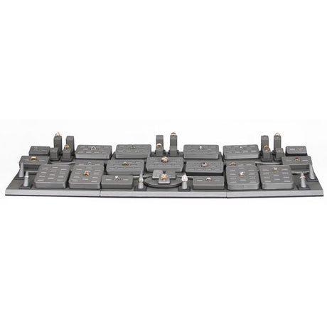 50-Piece Steel Grey W/ Black Trim Jewelry Ring Showcase Display Set