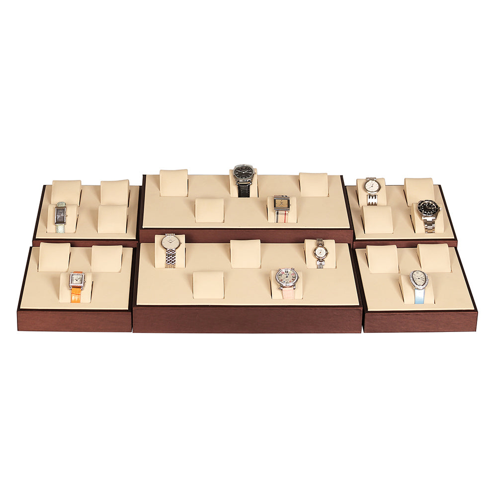 Deluxe Beige & Brown Showcase Watch Display Set
