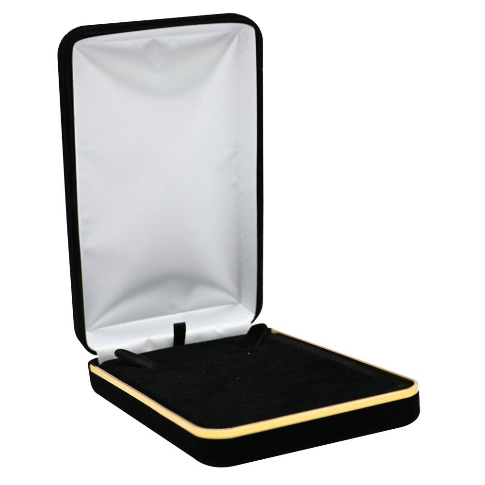 Black Velvet Jewelry Necklace or Chain Gift Packaging Boxes with Gold Trim