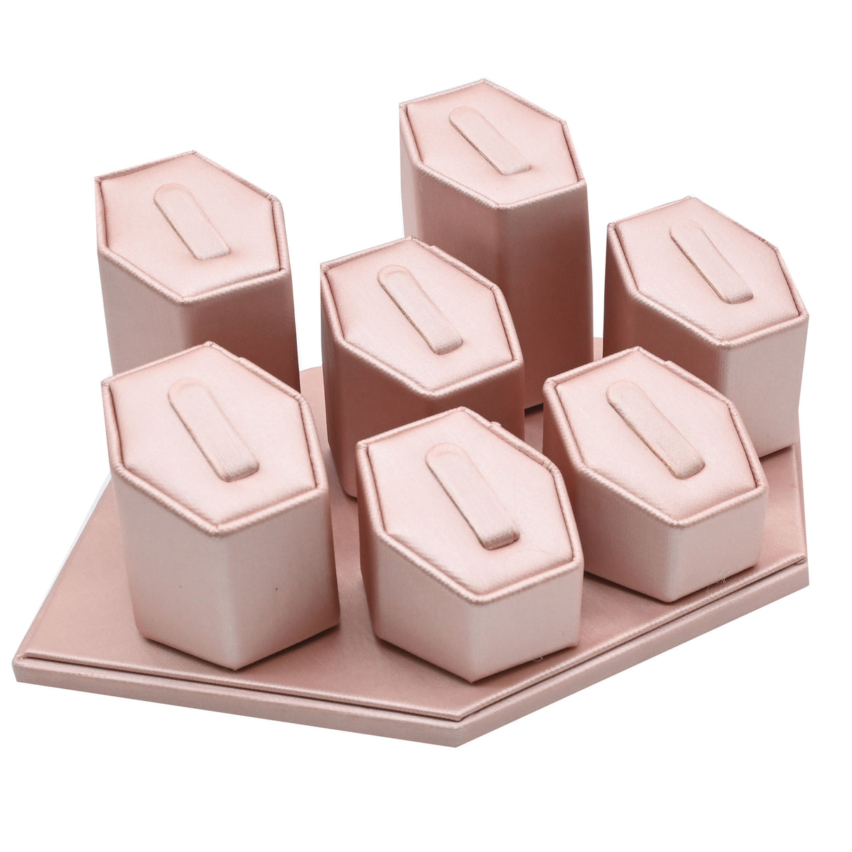 Champagne Pink Leatherette 7 Ring Clip Mini Display Set
