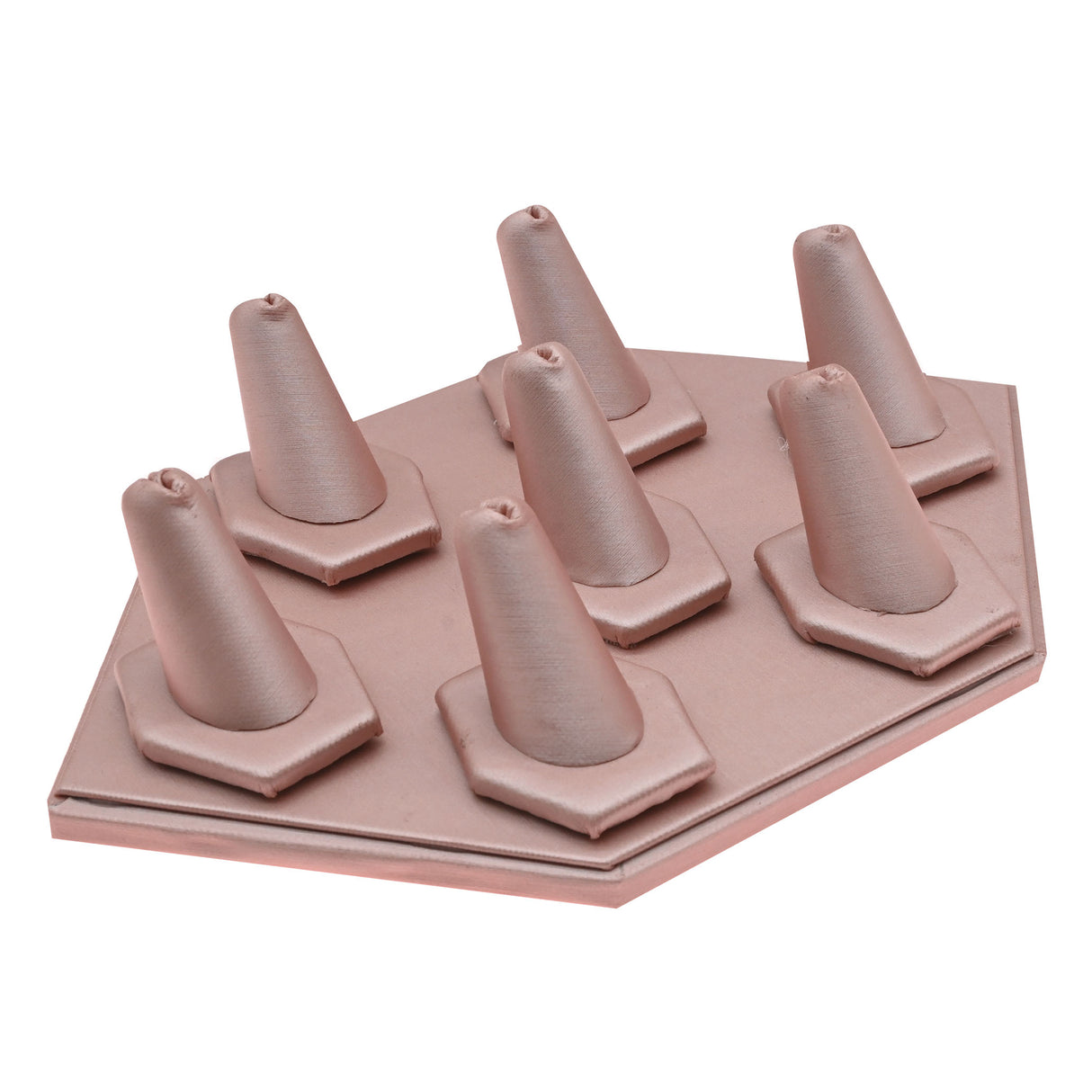 Champagne Pink Leatherette 7 Ring Finger Mini Display Set