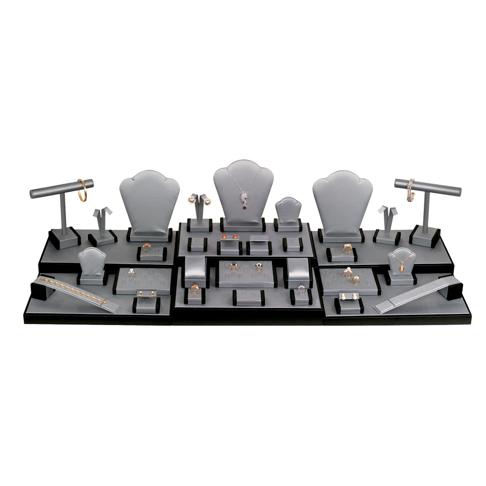 35 Piece Steel Grey & Black Jewelry Showcase Display Set