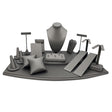 18 Piece Steel Grey Leatherette Jewelry Display Set Stand