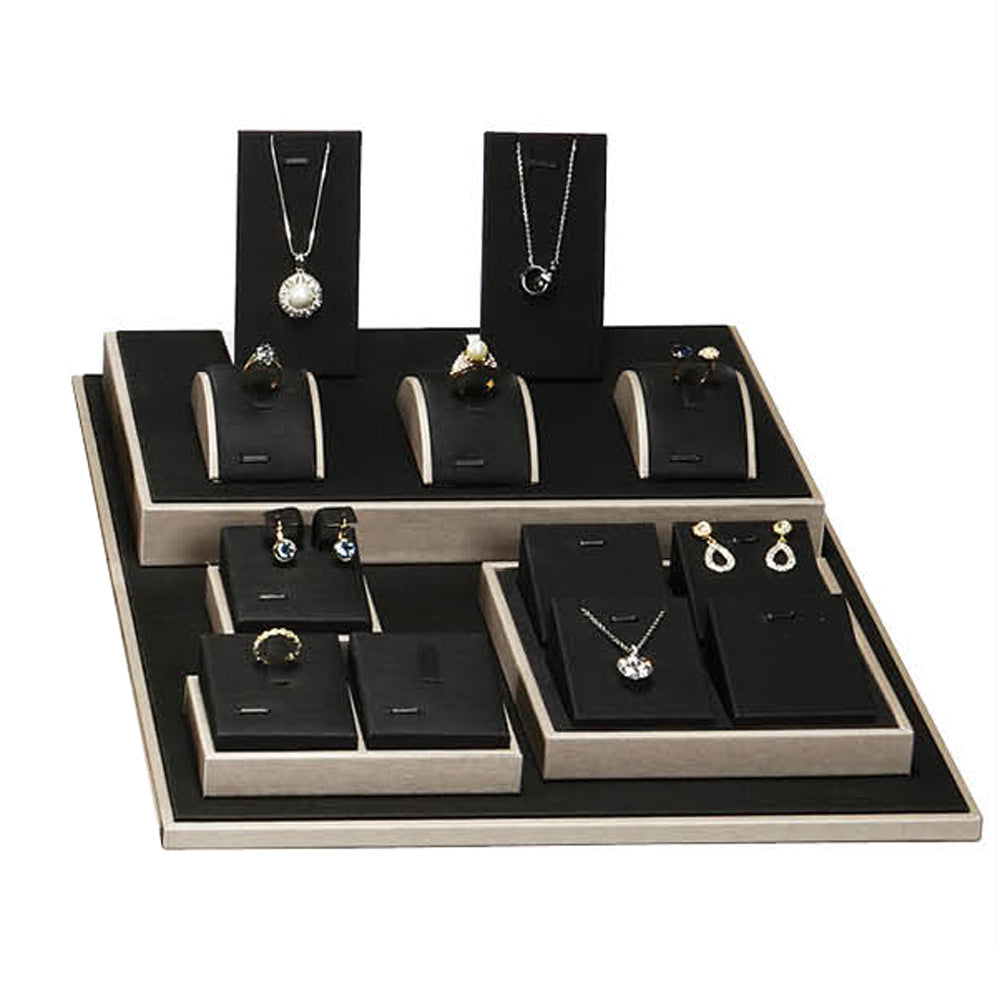 28-Piece Black Luna Leatherette Jewelry Display Set