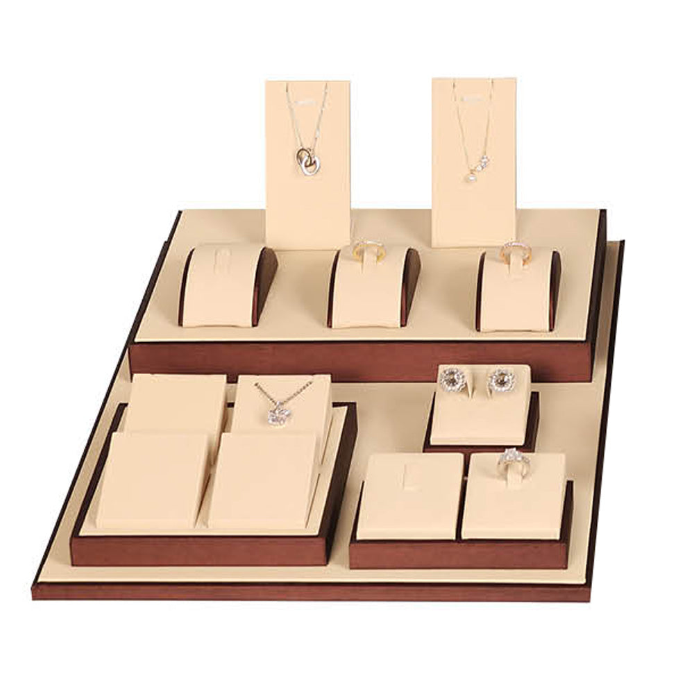 Luxury Beige & Brown Jewelry Display Set 28 Pieces