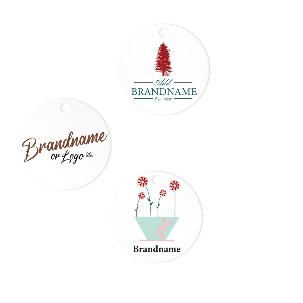 Matte White Custom Hang Tag - Circle - 1" dia.