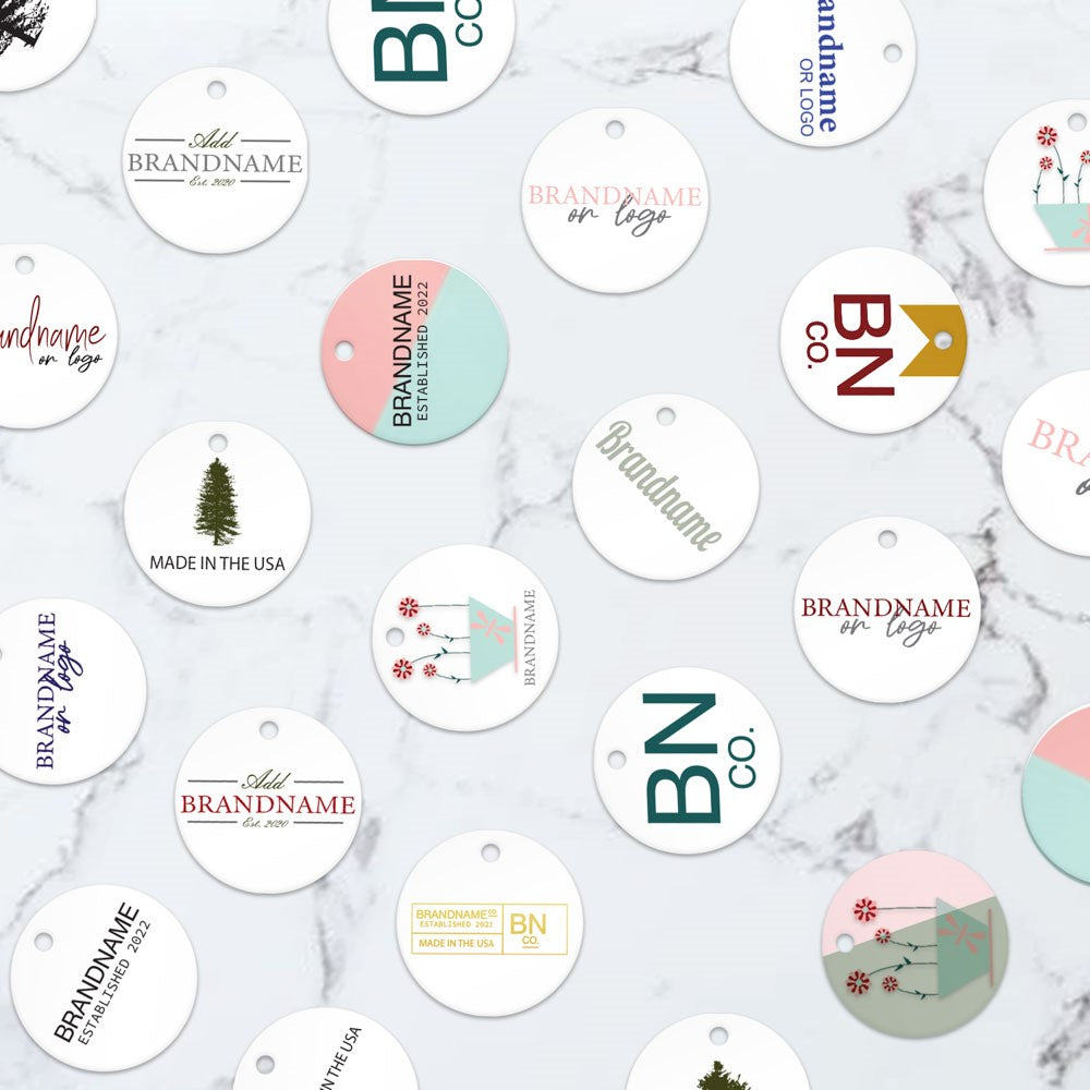Matte White Custom Hang Tag - Circle - 1" dia.