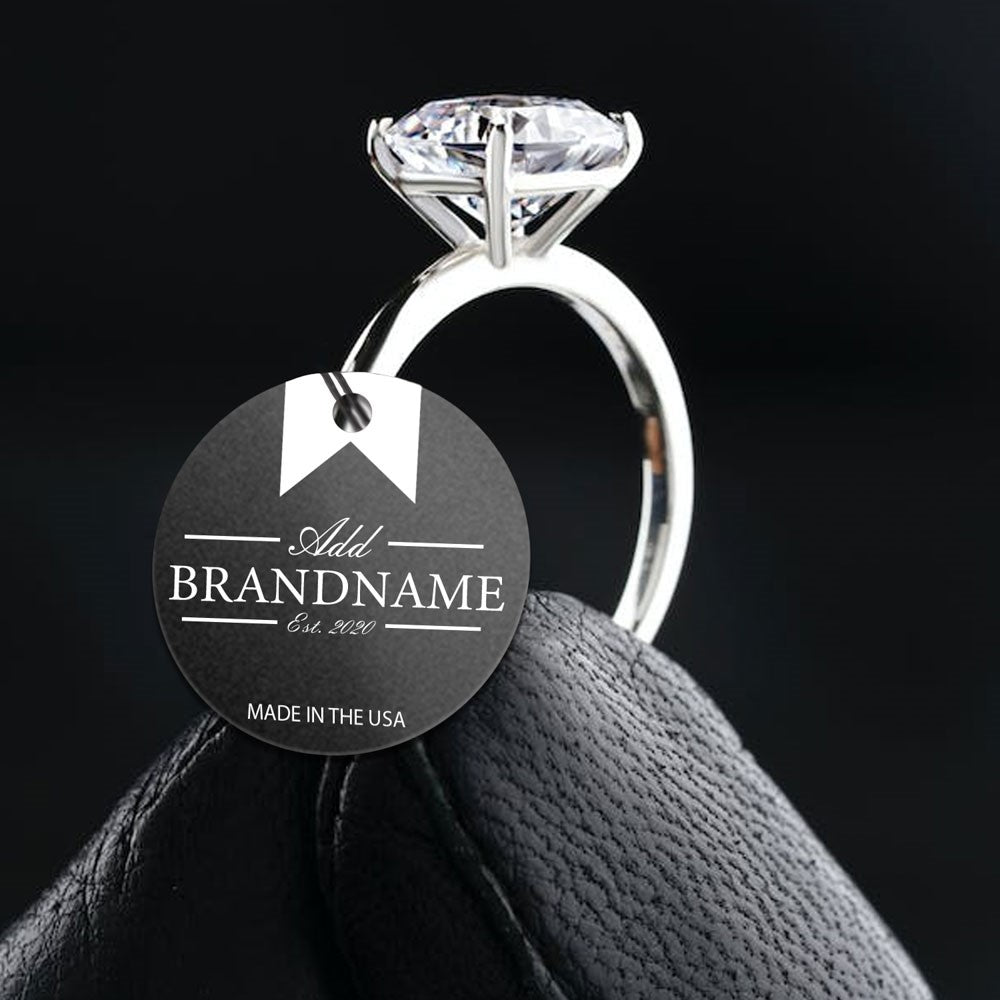 Shimmer Black Custom Hang Tag - Circle - 1-1/2" dia. (100 per pack)