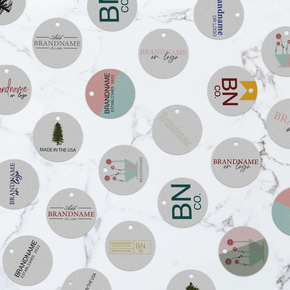 Smoke Grey Custom Hang Tag - Circle - 1-1/2" dia. (70 per pack)