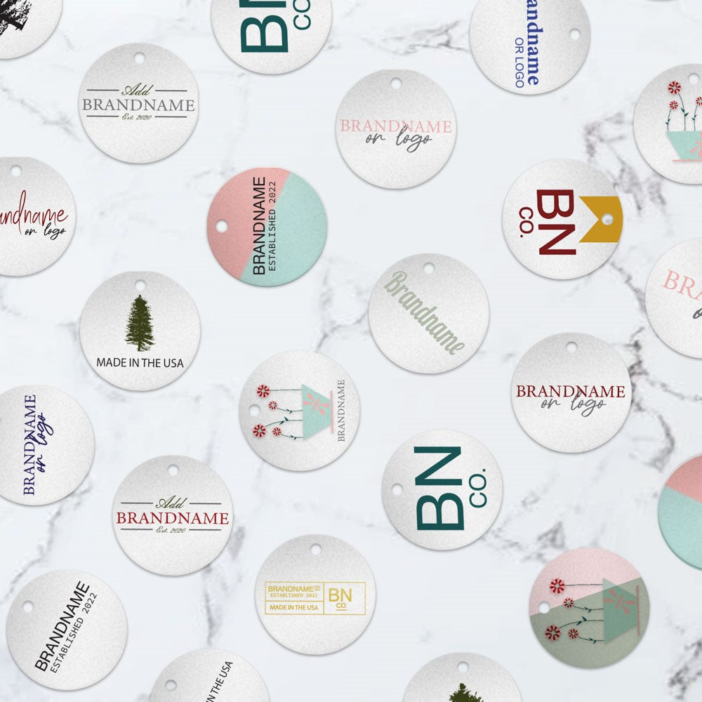 Shimmer Silver Custom Hang Tag - Circle - 1-1/2" dia. (100 per pack)