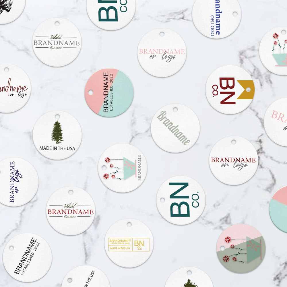 Shimmer White Custom Hang Tag - Circle - 1-1/2" dia. (100 per pack)