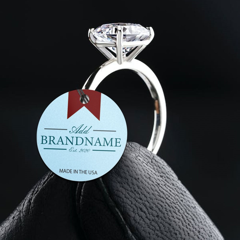 Shimmer Blue Custom Hang Tag - Circle - 1" dia.