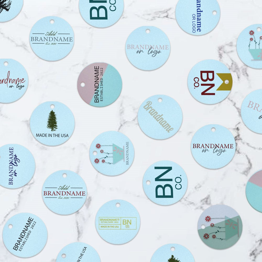 Shimmer Blue Custom Hang Tag - Circle - 1" dia.
