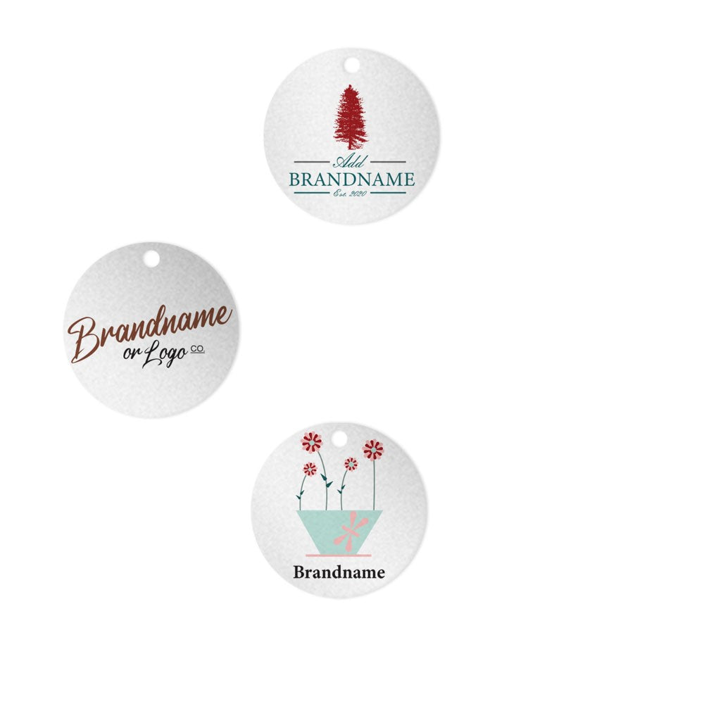 Shimmer Silver Custom Hang Tag - Circle - 1" dia.