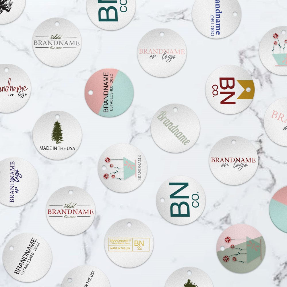 Shimmer Silver Custom Hang Tag - Circle - 1" dia.
