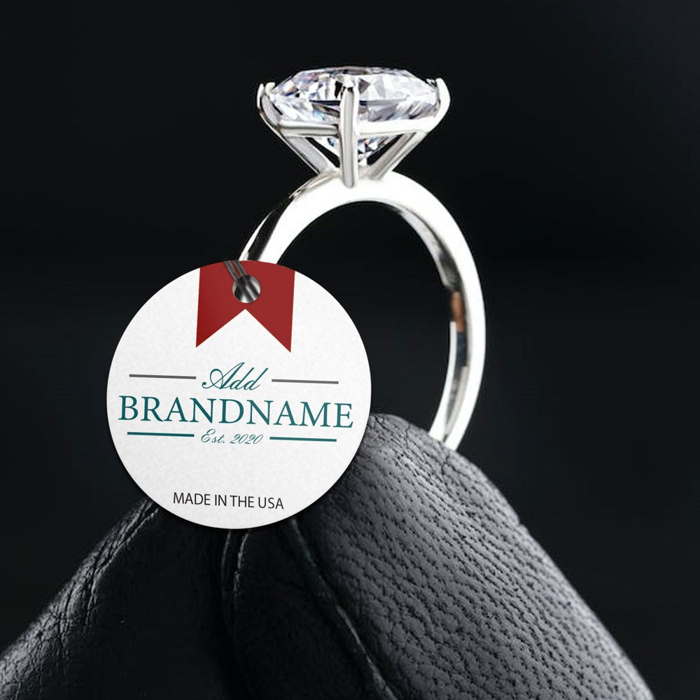 Shimmer White Custom Hang Tag - Circle - 1" dia.