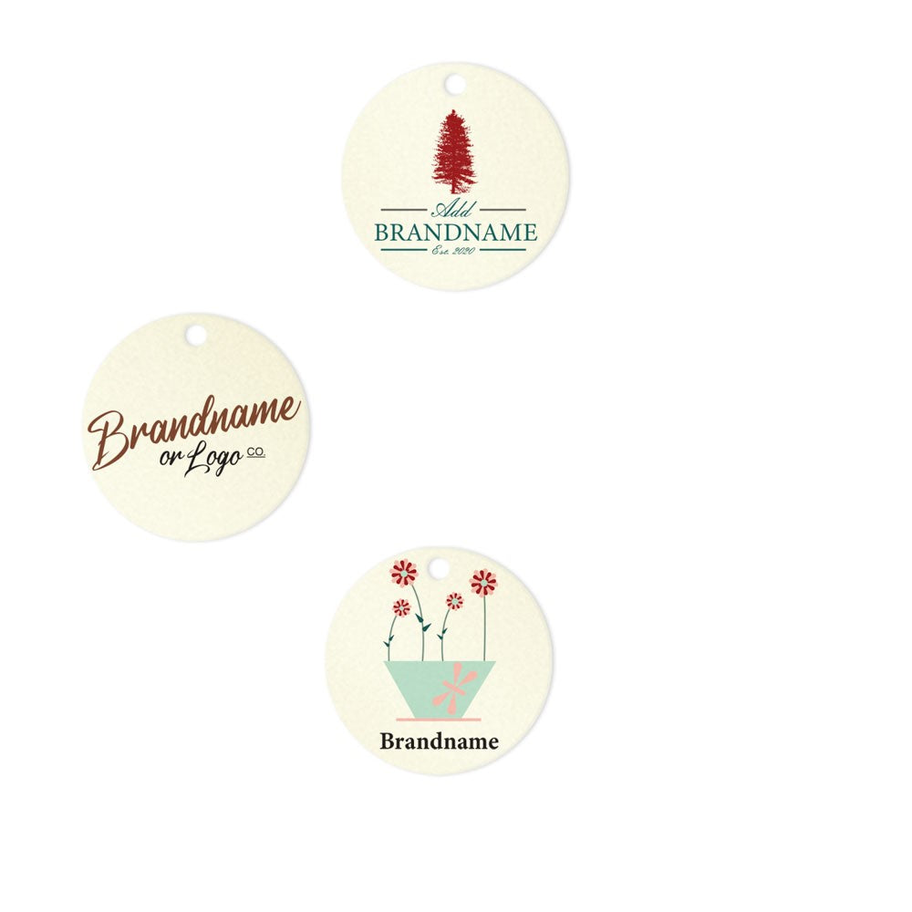 Shimmer White Gold Custom Hang Tag - Circle - 1" dia.