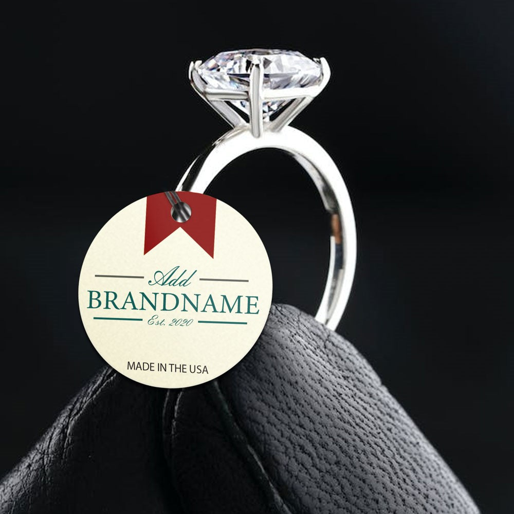 Shimmer White Gold Custom Hang Tag - Circle - 1" dia.