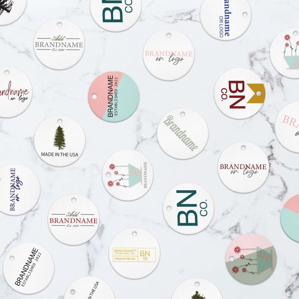 Shimmer White Custom Hang Tag - Circle - 1" dia.