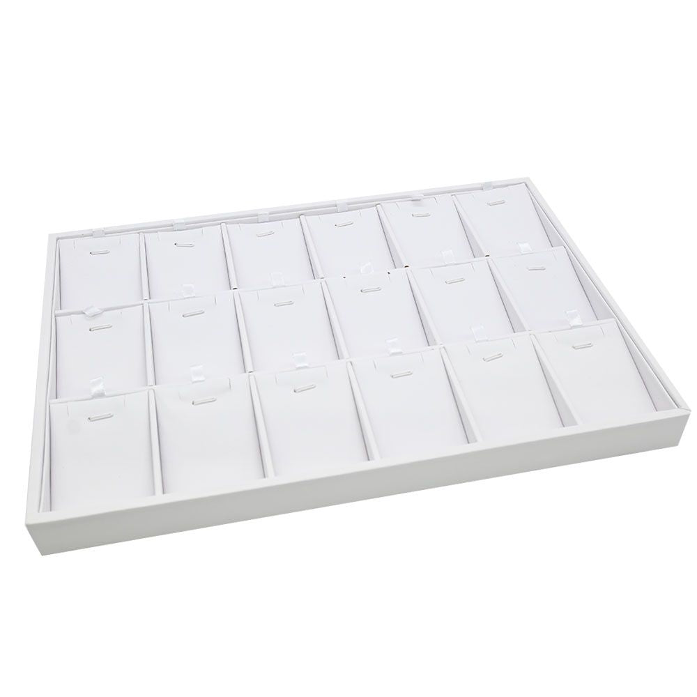 18 Compartment White Leatherette Jewelry Pendant Display Tray