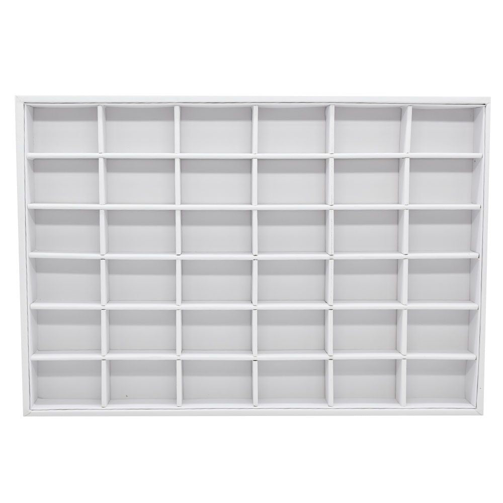 36 Compartment WhiteLeatherette Jewelry Showcase Display Tray
