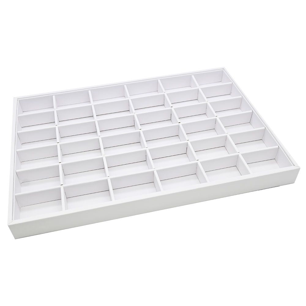 36 Compartment WhiteLeatherette Jewelry Showcase Display Tray