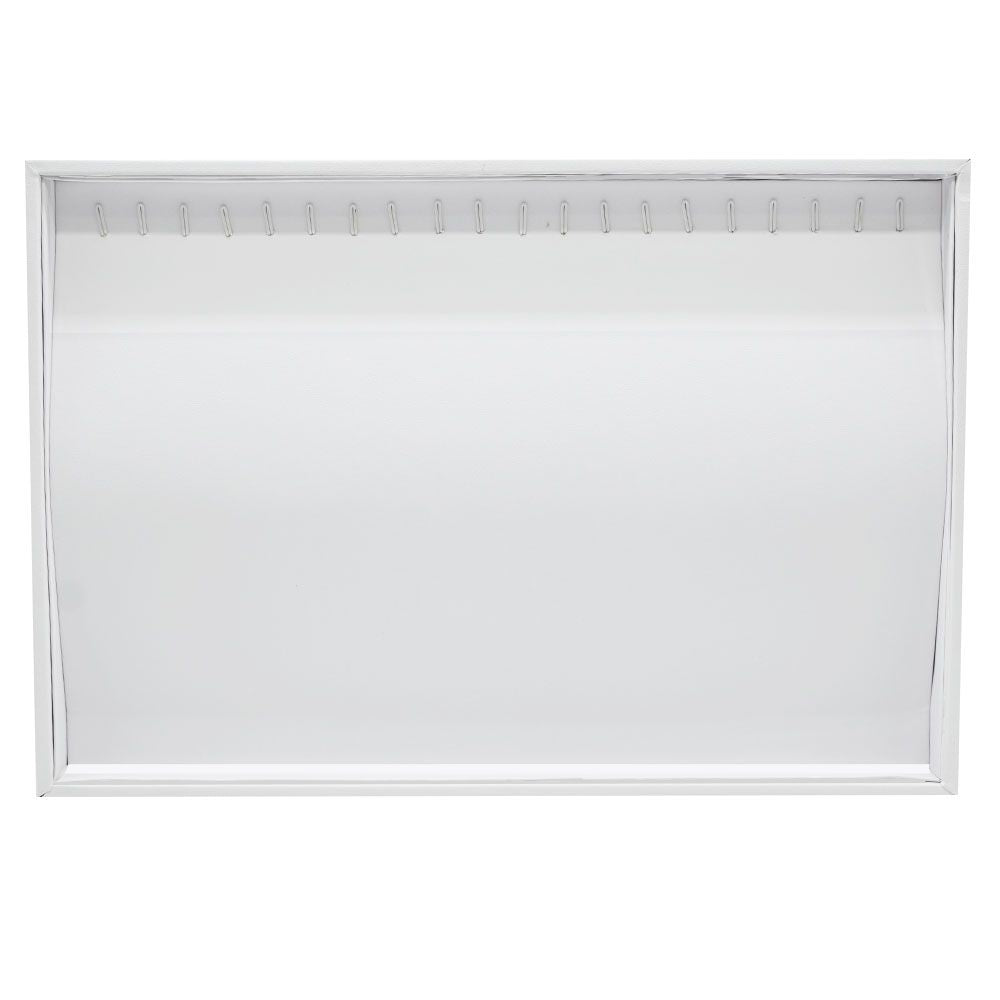 20 Clip White Leatherette Jewelry Bracelet or Necklace Showcase Display Tray