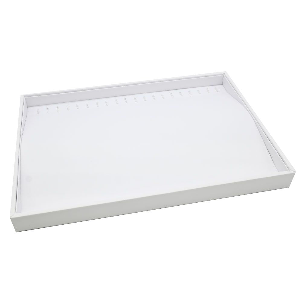 20 Clip White Leatherette Jewelry Bracelet or Necklace Showcase Display Tray