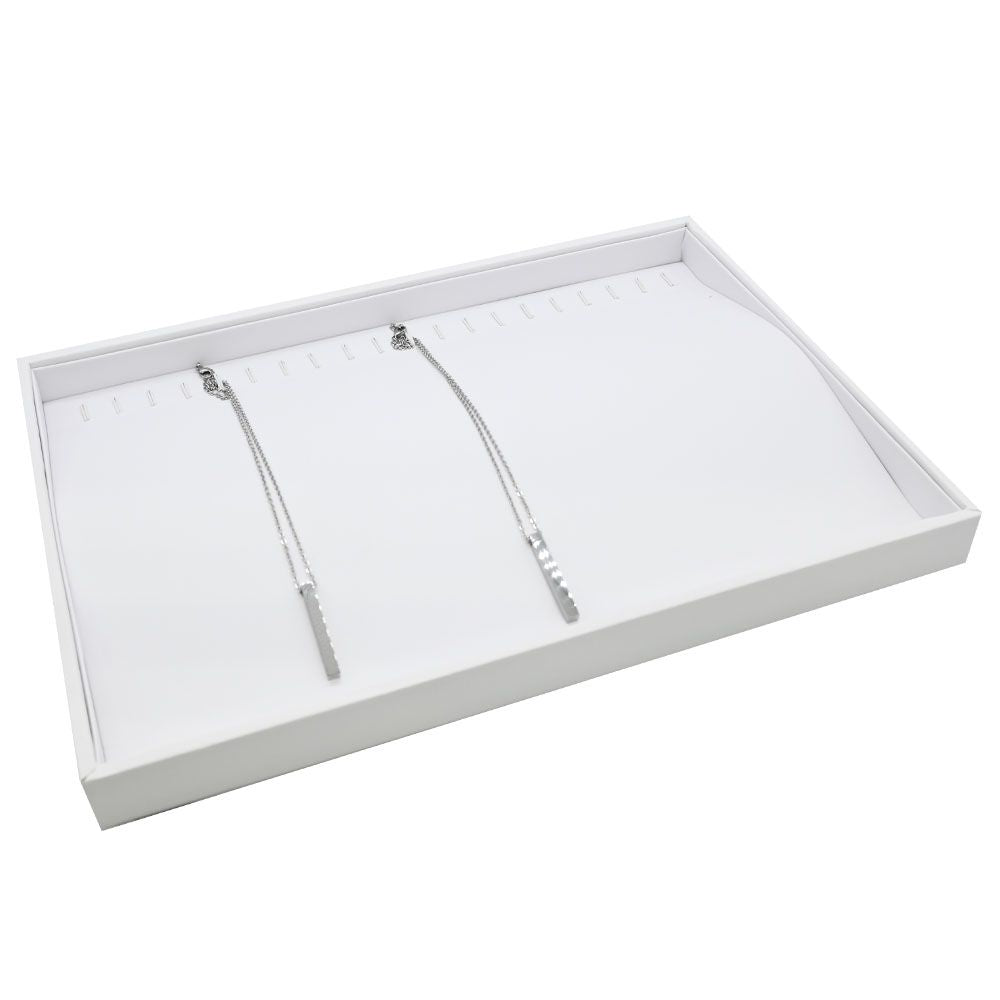 20 Clip White Leatherette Jewelry Bracelet or Necklace Showcase Display Tray