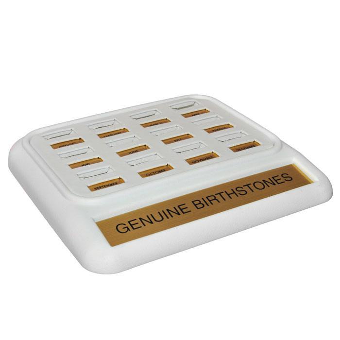 White Leatherette 12 Slot Birth Stone Display Tray