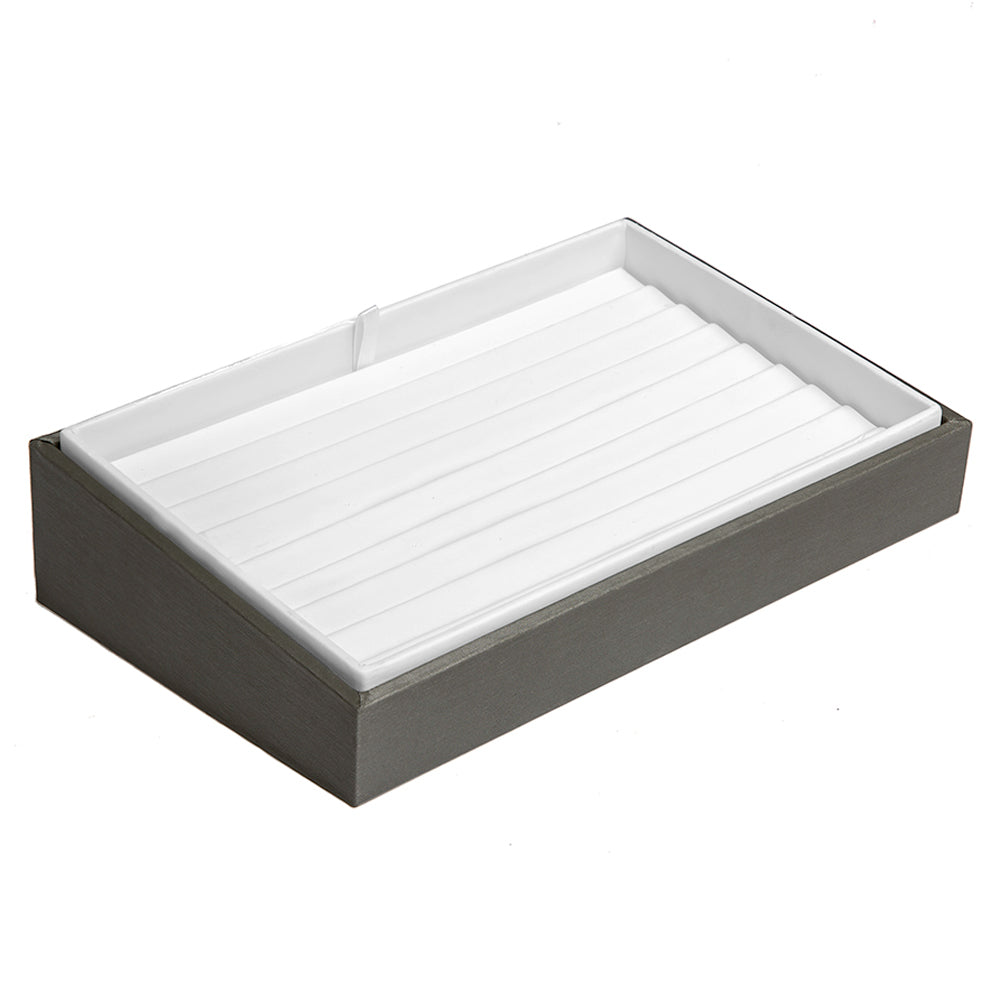 Steel Grey Leatherette Jewelry Earring / Pendant Display Tray, Holds 15 Items