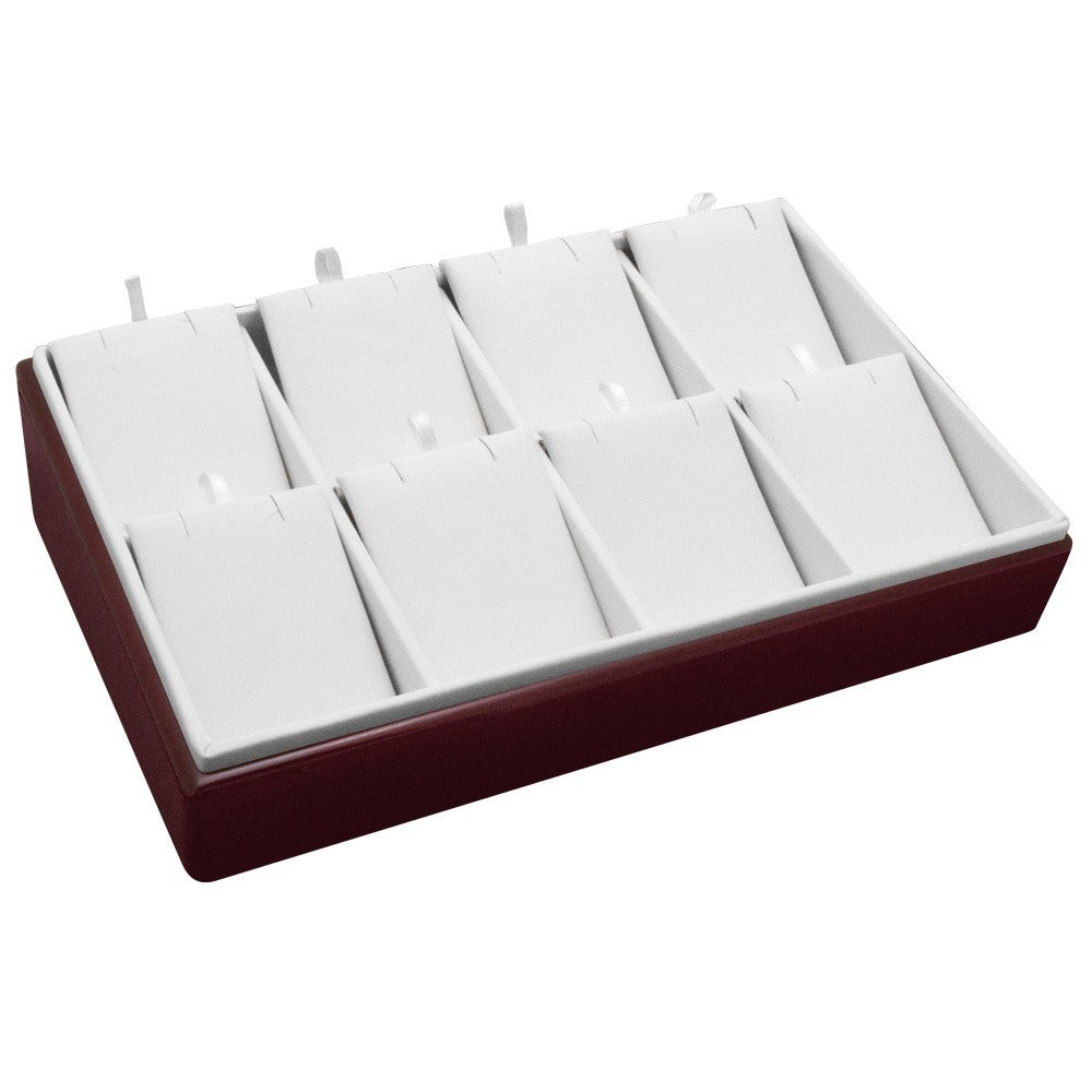 Red Rosewood Jewelry Pendant Display Tray, Holds 8 Pendants